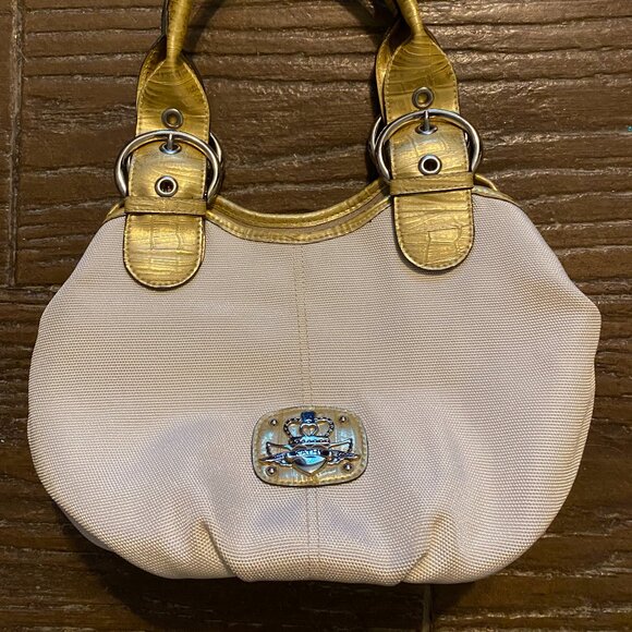 Kathy Van Zeeland Buckle Strap Gold Large Satchel/Top Handle Bag. Very Clean - Picture 1 of 8